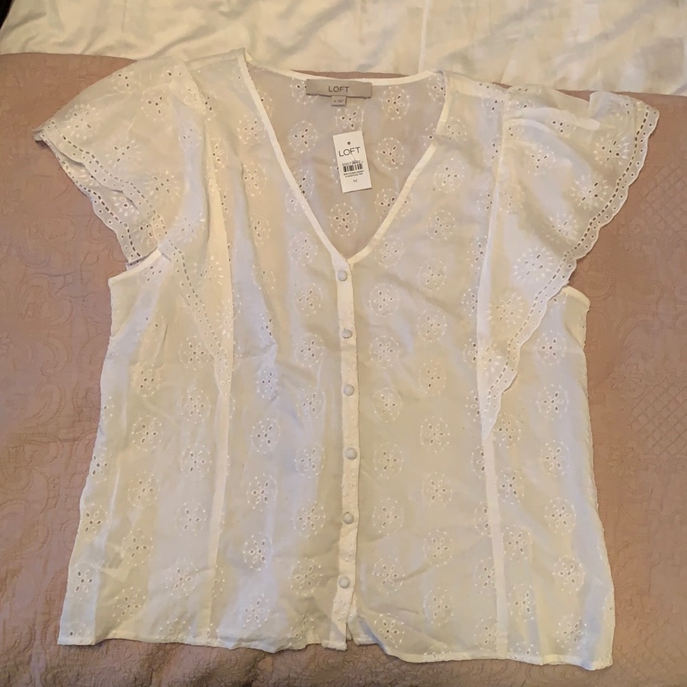 White Eyelet Blouse - NWT